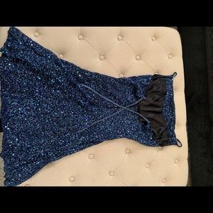 Formal beaded blue cocktail dress